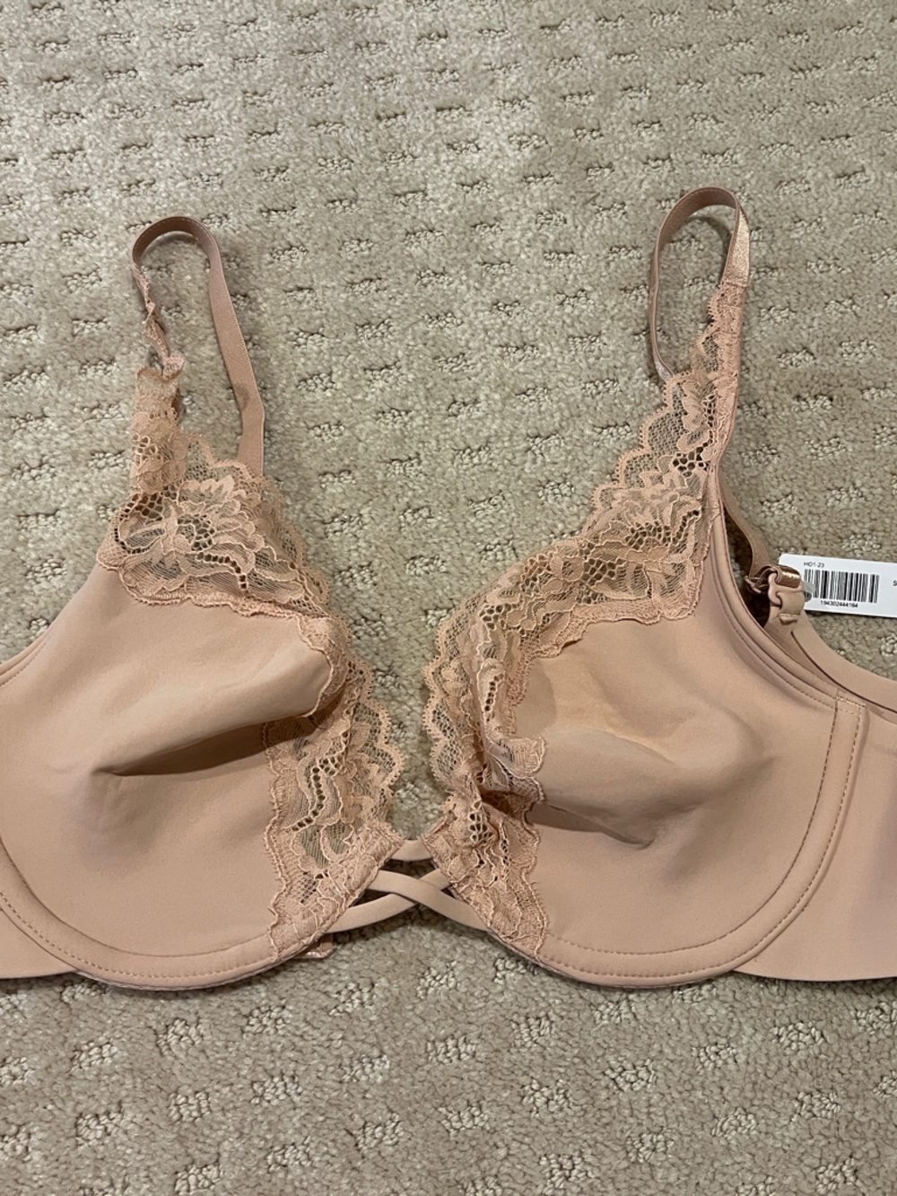 Soma essentials, unlined, lace trim, plunge color hush Bra 34B